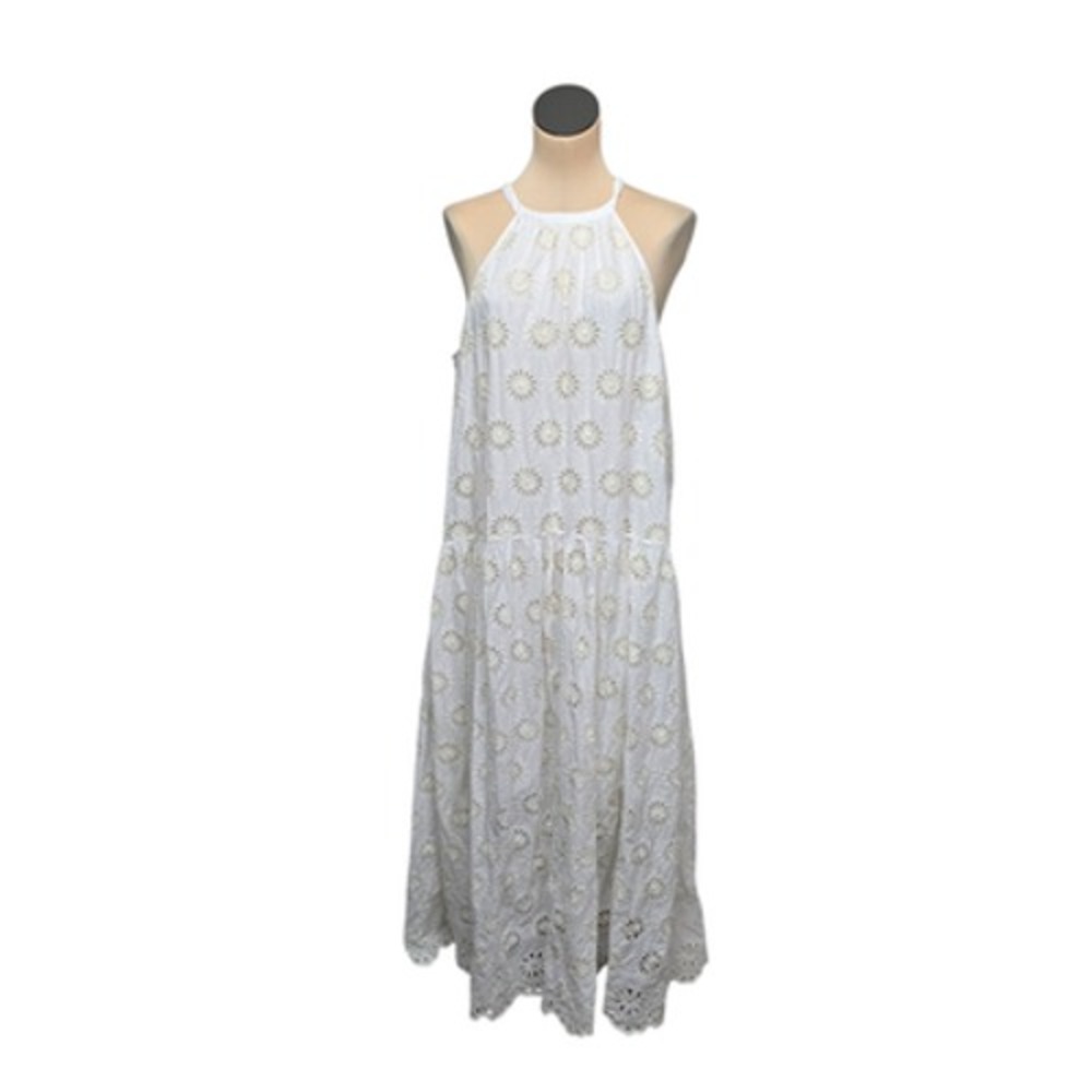 Madewell White Eyelet Halter Maxi Dress